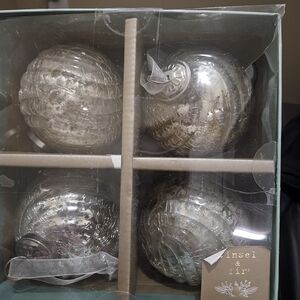 Silver Holiday Ornaments Set